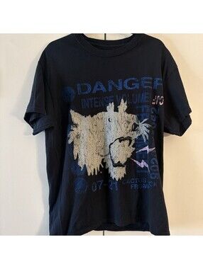 Travis Scott x Fragment Danger Tee Washed Black Size M Cactus Jack Tiger Lion